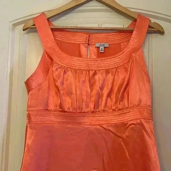 Cache silky orange blouse top vintage side zipper size Medium like new - Picture 2 of 9